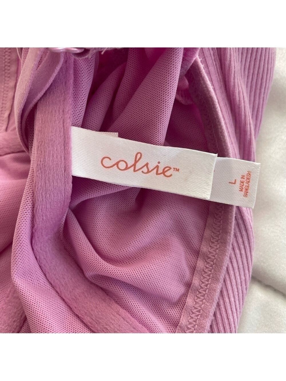 Colsie Pink Corset Ribbed Mesh Top - Picture 6 of 10